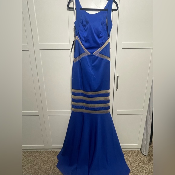 Blue Terani Couture Evening Gown with mesh detailing - Picture 2 of 3